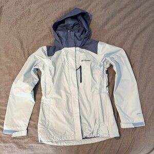 Columbia Women's XS Jacket Puddleton Style #1858201 Blue Rain Hood Packable